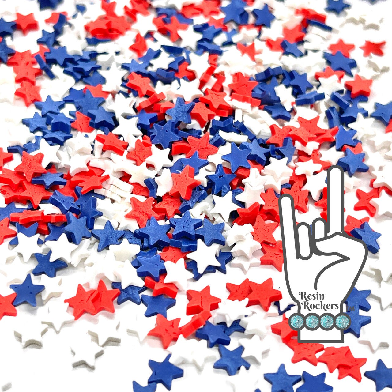 Patriotic Red White and Blue Star Mega Mix Polymer Clay Snow Globe and Shaker Filler